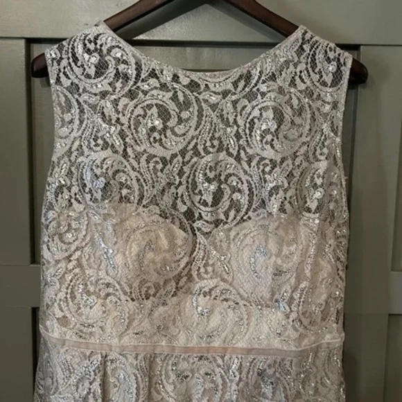 Jenny Yoo Collection Harlow Dress Champagne Metallic Lace Cocktail Bridesmaid - Picture 6 of 12